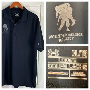 Under Armour Wounded Warrior Project Polo Shirt Men's XL Loose Fit Black Golf